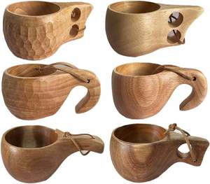 ถ้วยกาแฟไม้ทำมือทรงกลมสไตล์ชนบททนทานงานฝีมือธรรมชาติของตกแต่งบ้าน - Product Image 4