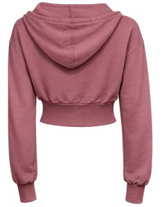 Sudadera con capucha corta para mujer, color rosa empolvado, con cremallera, corte ajustado, manga larga, estilo casual urbano, forro polar, logotipo personalizado, ODM - Product Image 2