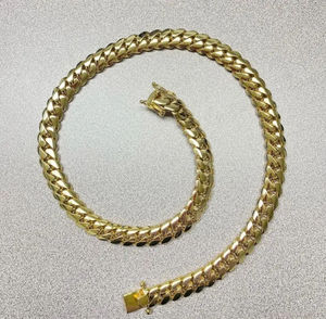 Cadena fina de plata de ley S925, joyería chapada en oro de 12 mm, cadena cubana grande y lisa estilo Miami para hombre, collares elegantes. - Product Image 6