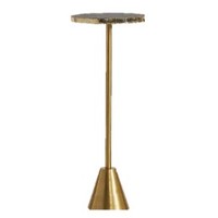 Table d'appoint moderne avec plateau rond en marbre et structure en métal laiton, élégante, pour salon, design contemporain, décorative