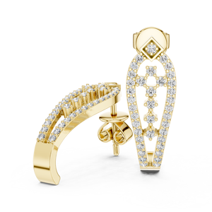 14K 18K Yellow Gold Huggie Half <b>Hoop</b> <b>Earrings</b> Round Cut Lab Grown Diamond Push Back <b>Earrings</b> DEF VVS Fine Jewelry for Women Gift - Product Image 3