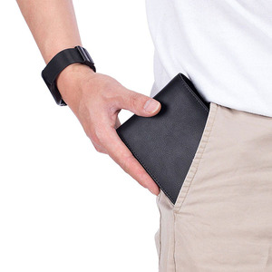 Men's Genuine Leather Slim <b>Wallet</b> Fold Closure Minimalist Design Brown Interior Daily Use Card <b>Holder</b> - Product Image 3