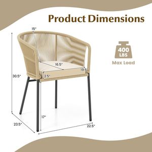 Set di 4 Sedie da Patio con Schienale Curvo e Cuscino per Arredamento da Esterno - Product Image 4