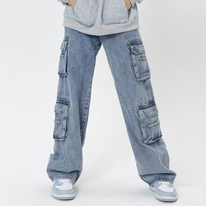 กางเกงยีนส์แฟชั่นใหม่สำหรับผู้ชาย คุณภาพสูง กระเป๋าแบบกำหนดเอง สไตล์สตรีทแวร์ ทรงหลวม ทันสมัย - Product Image 6