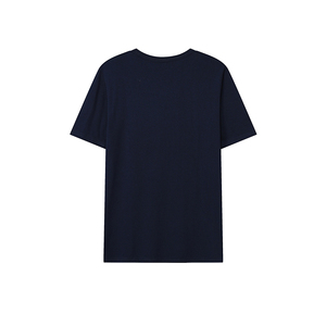 เสื้อยืดคอกลมแขนสั้นสีกรมท่าสำหรับผู้ชาย ผ้าฝ้ายเจอร์ซีย์เนื้อเรียบ 100% ทรงปกติ สวมใส่สบาย - Product Image 1