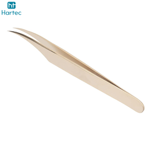 Gold Color Pointed Stainless Steel Eyelash Extension Tweezers, High Precision Curved Tip for Volume Lashes and Isolation - Product Image 3