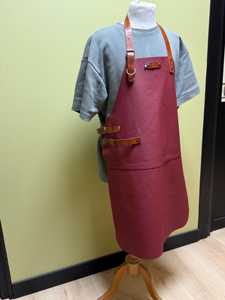 Cafe Staff Custom Logo Bulk Wholesale Supplier Durable Adjustable Leather <b>Apron</b> for <b>BBQ</b> LPN-0305 - Product Image 2