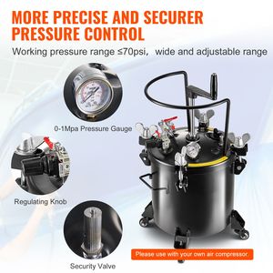 Serbatoio a Pressione in Acciaio da 20L/5 Galloni per Vernice Spray, Nuovo con Pressione Regolabile a 70 PSI e Ruote, Motore come Componente Principale - Product Image 5