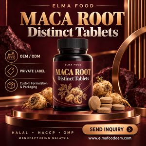 Complément alimentaire Halal à l'extrait de racine de Maca Elma Food, 60 comprimés à croquer, soutien énergétique pour hommes, métabolisme, circulation, GMP HACCP - Product Image 1