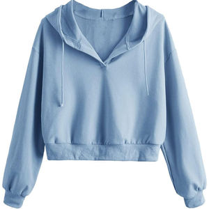 Sweat-shirt à capuche court pour femme avec logo frontal, respirant, pour l'entraînement, coupe oversize, décontracté, streetwear, 100 % coton, écologique - Product Image 5