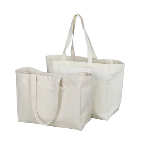 Bolsa de compras de lona con asas de algodón, diseño sencillo para compras diarias, viajes, transporte, empaque de regalos y uso en tiendas minoristas. - Product Image 1