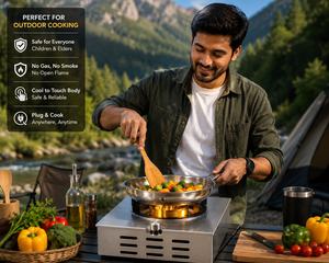 เตาไฟฟ้าพลาสม่าแบบพกพา หน้าเตากระจกเดี่ยว 3000 วัตต์ รับประกัน 1 ปี ใช้ได้ทั้งภายนอกและในบ้าน - Product Image 6
