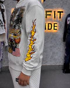 Sudadera con capucha y cremallera de manga larga con estampado DTG personalizado para hombre, estilo urbano, de alta calidad, oversize y corta - Product Image 3