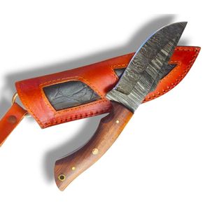 Couteaux de chasse d'extérieur avec lame en acier Damas courbée et manche au design artistique pour le camping, le bushcraft et les collectionneurs - Product Image 3