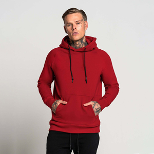 Men Pullover Red <b>Hoodie</b> Solid Color Cotton Blend Eco-Friendly Streetwear Custom Logo Digital <b>Plain</b> Hoodies Men - Product Image 1