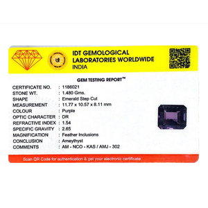 Emerald Cut 7.4 Carat Natural Amethyst Loose Gemstone for Fine Jewelry - Product Image 4