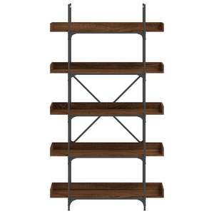 Librería de madera de ingeniería en roble marrón con patas metálicas medianas ajustables, convenientemente ajustables para mayor comodidad y estabilidad - Product Image 4