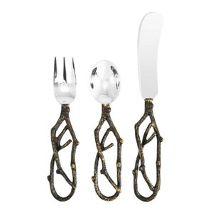 Ensemble de couverts de luxe en acier inoxydable avec manche en forme de branche d'arbre noir, style rustique, pour cuisine et table, vente en gros - Product Image 6