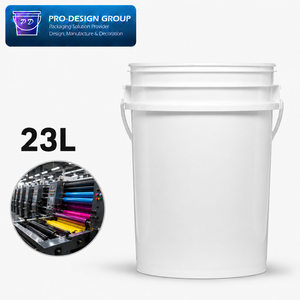 23L Heavy Duty Plastic Printing Ink <b>Bucket</b> <b>with</b> Handle and Flat <b>Lid</b> for Offset, Flexographic and Industrial Ink Packaging, Stora - Product Image 1