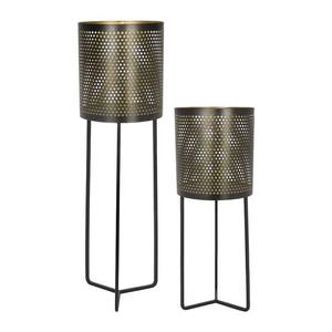 Pot de fleurs en métal noir et or de luxe avec support en fer, jardinière décorative pour salon, jardin, balcon, décoration intérieure - Product Image 2