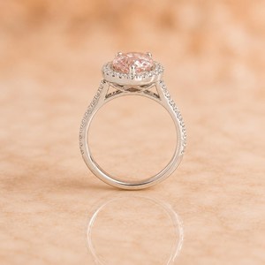 New Design 10K Solid Gold 1.5 CT Pear Cut Light Pink Diamond Halo Ring, Tear Drop Design Engagement Ring For Women, Om Gems - Product Image 3