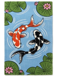Koi Fish Area Rug Lotus Pond Floral Carp Floor <b>Mat</b> Soft Home Decor Entryway Bedroom - Product Image 1