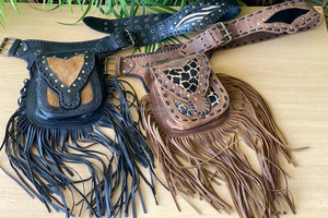 New Trendy Waist Bags Unisex Leather Fringe <b>Money</b> <b>Belt</b> Motorcycle <b>Belts</b> hair on leather hip pocket <b>belts</b> Bum Bags - Product Image 4