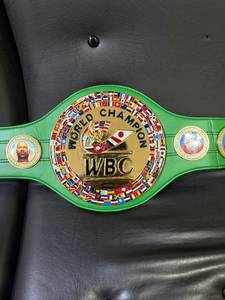 WBC <b>World</b> Champion Boxing Belt Green Leather <b>Material</b> Durable Unisex Martial Arts Equipment - Product Image 1