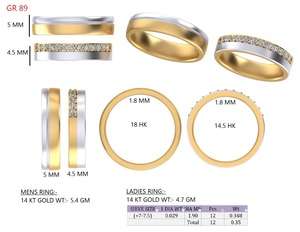 Couple Band 14K Gold Lab Grown Diamond Round Brilliant Cut - Product Image 1