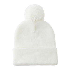 Bonnet en tricot personnalisé avec pompon, unisexe, couleur unie, mignon, chaud pour l'hiver - Product Image 1