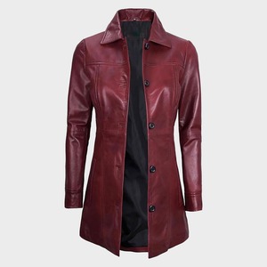 เสื้อโค้ทหนังแกะทำมือทรงเทรนช์โค้ท ดีไซน์หรูหราติดกระดุม - Product Image 4