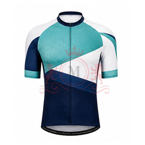 ชุดเสื้อเจอร์ซีย์ปั่นจักรยานและกางเกงขาสั้นสำหรับผู้ชาย สีฟ้า ขาว เทอล แขนสั้น ดีไซน์ซิปด้านหน้า สำหรับผู้ใหญ่ - Product Image 4