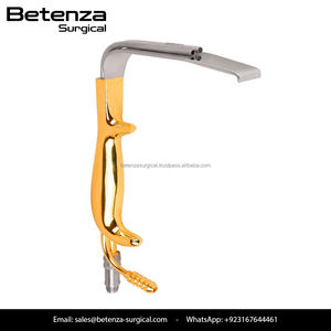 Écarteur mammaire Tebbetts de haute qualité, à fibre optique, à aspiration, non magnétique, en acier inoxydable, manuel, avec poignée plaquée or et poli miroir - Product Image 6