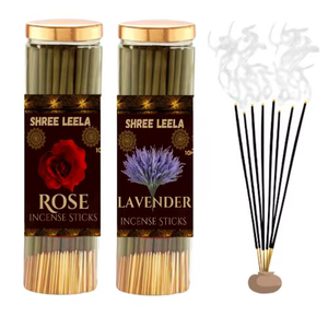 Shree Leela Agarbatti para Pooja ROSE & lavanda Paquete de 2 varitas de incienso natural con aceites esenciales y sin carbón y bajo - Product Image 6