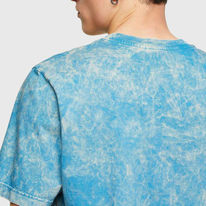 Camiseta de Manga Corta con Estampado Tie-Dye para Hombre, Corte Regular, Cuello Redondo, Algodón Jersey, Estilo Casual, Azul con Patrón - Product Image 5