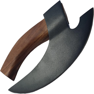 Hache à pizza en acier au carbone forgé à la main de qualité supérieure, lame gravée, manche en bois, fabricant en gros - Product Image 6