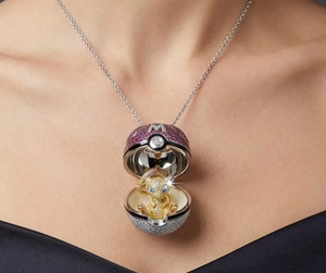 Colgante de Moissanita Personalizado, Esfera con Micro Pavé Rosa y Blanco - Product Image 2