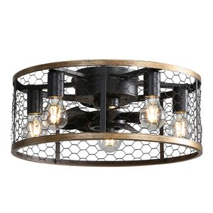 Ventilatore da soffitto a LED da 20 pollici per interni con luce, telecomando e lampadina a LED, design a gabbia - Product Image 1