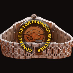 Montre pour homme de luxe en argent sterling 925, cadran entièrement serti de diamants en moissanite, bracelet en acier inoxydable plaqué or blanc, personnalisable, style hip-hop - Product Image 2