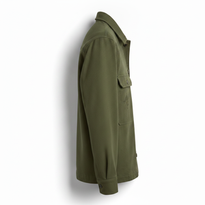 Chemise-veste de travail en toile olive pour homme avec logo brodé et poches poitrine, col rabattu, coupe classique, style automne - Product Image 2