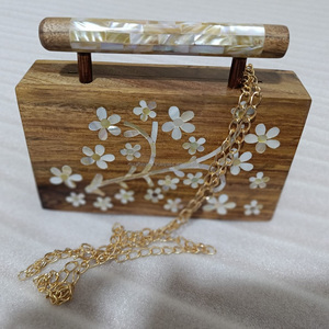 แม่มุกไม้ฝังกระเป๋าคลัทช์ออกแบบใบกระเป๋าที่มีแม่มุกจับของขวัญภาษาอาหรับกระเป๋าเดินทางผู้หญิงภาษาอาหรับ - Product Image 6