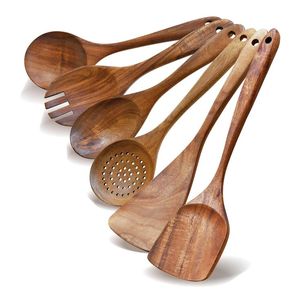 Juego de Utensilios para Ensalada de Madera Maciza Rústica, Ecológico, Cuchara y Tenedor para Servir, Utensilios de Cocina Aptos para Lavavajillas, Kit de Utensilios de Uso Manual - Product Image 3