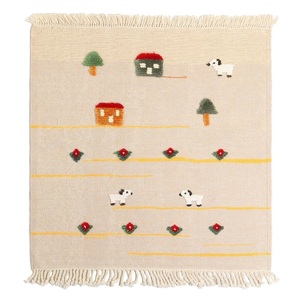 Alfombra Infantil Rectangular de Lana Hecha a Mano con Patrón Geométrico Estilo Wabi-Sabi, Anudada a Mano, de Pelo Corto y Base Acolchada de Nailon HILTEX - Product Image 1