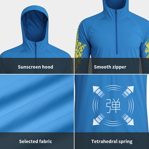Custom Logo Long Sleeve Fishing Hoodie for Men's Quick Dry UPF50 <b>UV</b> Sun Protection Fishing <b>T</b> <b>Shirt</b> Printed Fishing Wear - Product Image 2
