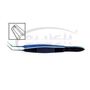 Castroviejo Corneal Suturing Forceps 1×2 0.12mm Angled Titanium Ophthalmic Microsurgical Instrument By <b>Blush</b> Surgical - Product Image 2