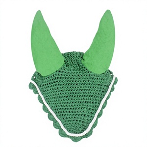 Bonnet anti-mouches orange en crochet pour cheval, cache-tête en coton, équipement d'équitation, logo personnalisé - Product Image 4