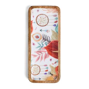 Restaurant Server Top Notch Wooden Floral Printed Rectangular <b>Platter</b> Handcrafted Exclusive Design Decorative for Home Usage - Product Image 3