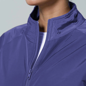 Blouson de course unisexe violet avec fermeture éclair, col montant, coupe-vent, décontracté, printemps, coupe régulière, en polyester, couleur unie - Product Image 3