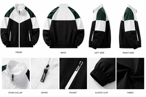 เสื้อแจ็คเก็ตวาร์ซิตี้แบบไม่ทอ คอตั้ง ซิปหน้า สีสันตัดกัน สำหรับผู้ชาย สวมใส่เล่นกีฬา คุณภาพสูง ผลิตตามสั่ง ขายส่ง - Product Image 2
