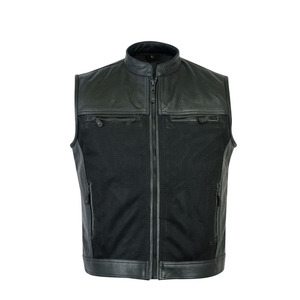 Classic Formal <b>Leather</b> Vest For Men Single Breasted Waterproof <b>Sleeveless</b> <b>Jacket</b> Zipper Closure Inner Lining Functional Pocket - Product Image 1